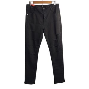 Galmint Womens Black High Waisted Stretch Ripped Skinny Jeans Sz 14 NWT